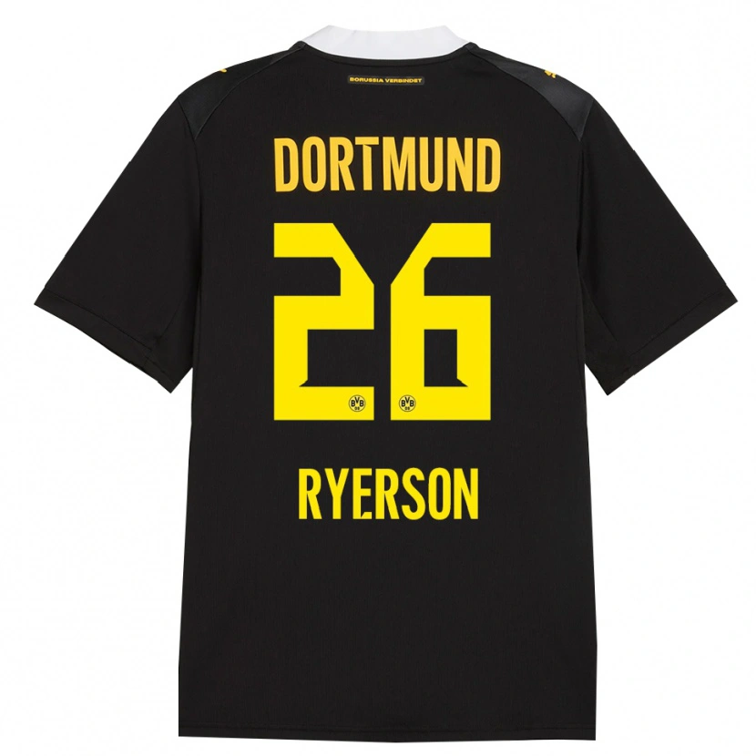 Danxen Barn Julian Ryerson #26 Svart Röd Gul Bortatröja Matchtröjor 2026/27 Tröjor T-Tröja
