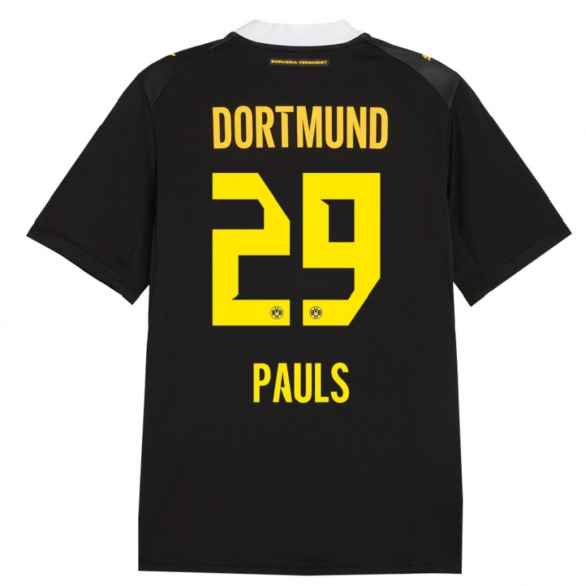 Danxen Barn Emilia Pauls #29 Svart Röd Gul Bortatröja Matchtröjor 2026/27 Tröjor T-Tröja