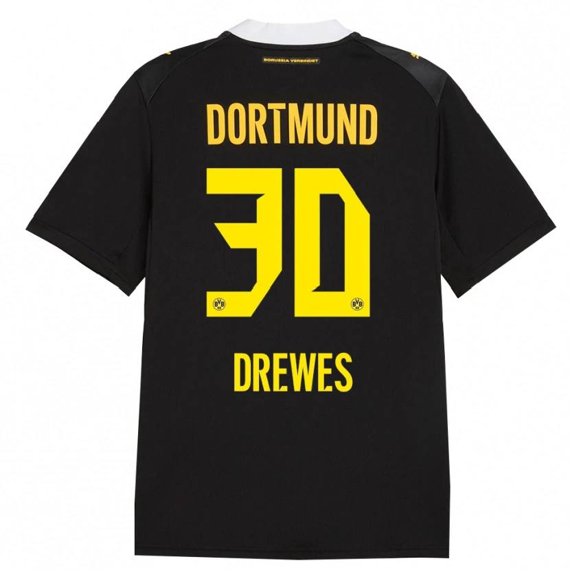Danxen Barn Patrick Drewes #30 Svart Röd Gul Bortatröja Matchtröjor 2026/27 Tröjor T-Tröja
