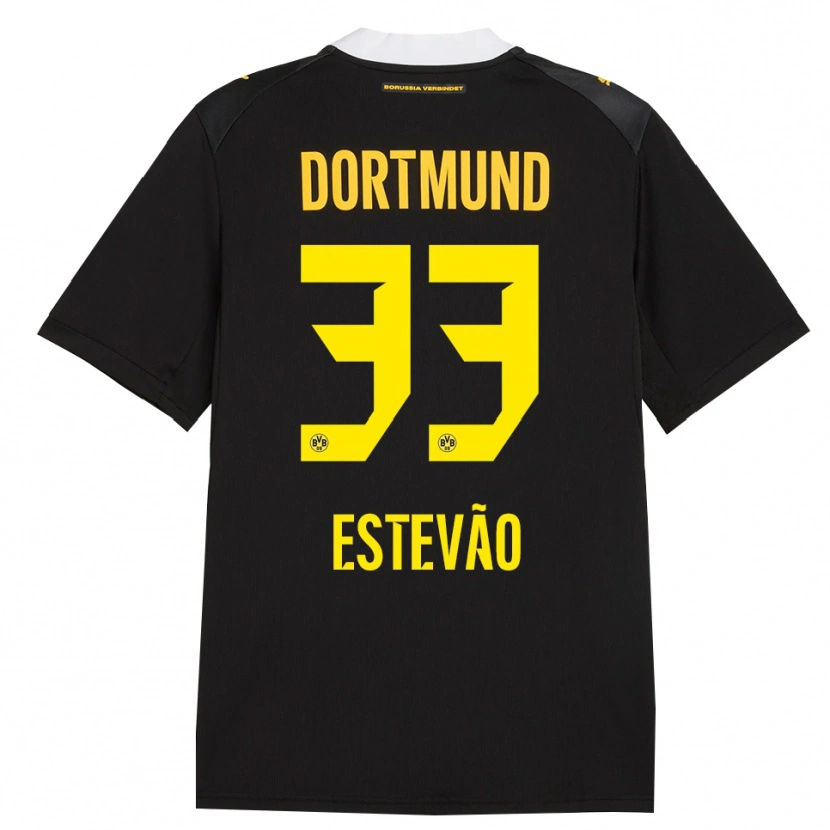 Danxen Barn Tiago Estevão #33 Svart Röd Gul Bortatröja Matchtröjor 2026/27 Tröjor T-Tröja