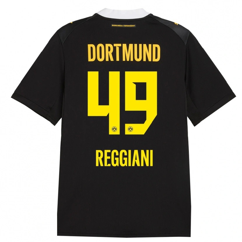Danxen Barn Luca Reggiani #49 Svart Röd Gul Bortatröja Matchtröjor 2026/27 Tröjor T-Tröja