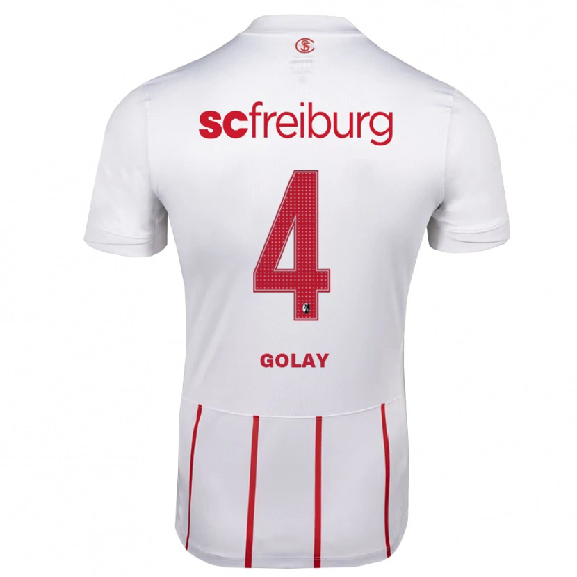 Danxen Barn Jonas Golay #4 Vit Röd Gul Bortatröja Matchtröjor 2026/27 Tröjor T-Tröja