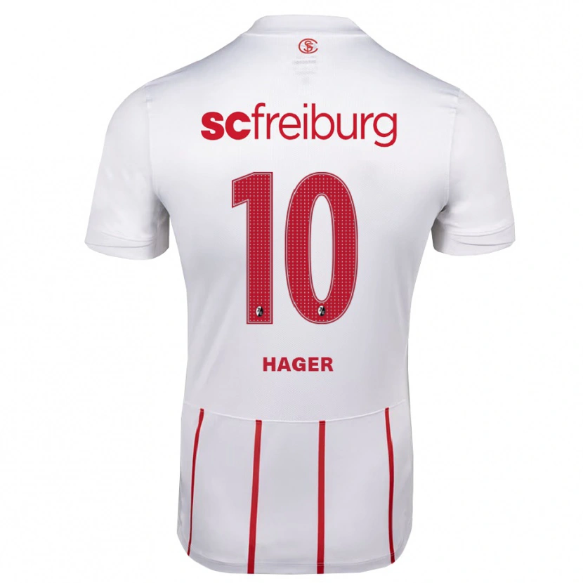Danxen Barn Marc Hager #10 Vit Röd Gul Bortatröja Matchtröjor 2026/27 Tröjor T-Tröja