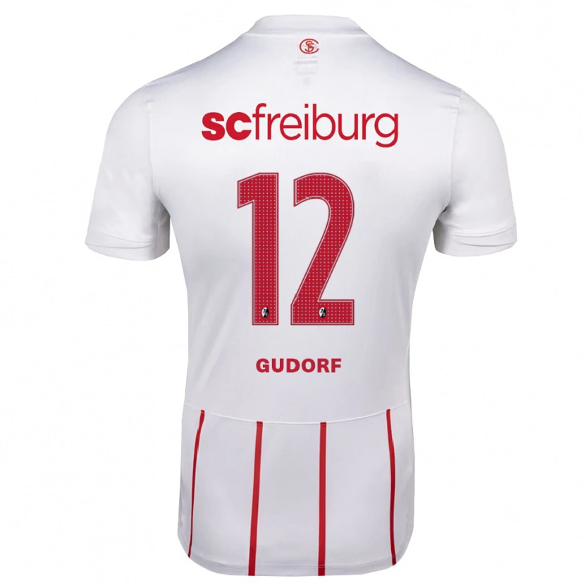 Danxen Barn Ally Gudorf #12 Vit Röd Gul Bortatröja Matchtröjor 2026/27 Tröjor T-Tröja