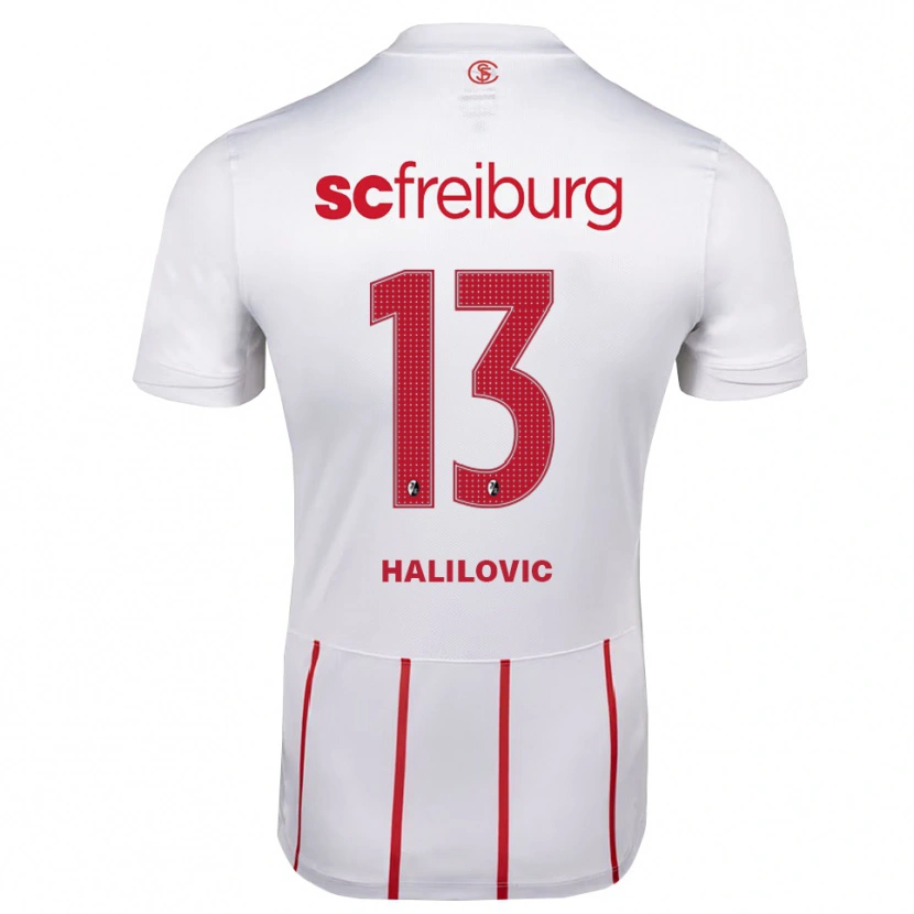 Danxen Barn Anel Halilovic #13 Vit Röd Gul Bortatröja Matchtröjor 2026/27 Tröjor T-Tröja