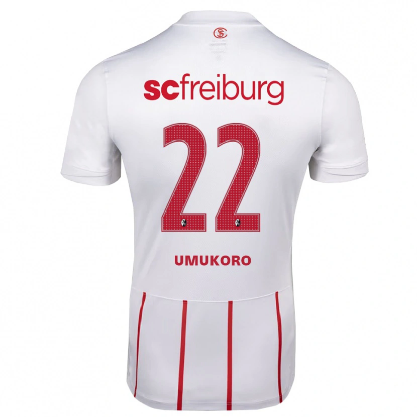 Danxen Barn Jayden Umukoro #22 Vit Röd Gul Bortatröja Matchtröjor 2026/27 Tröjor T-Tröja