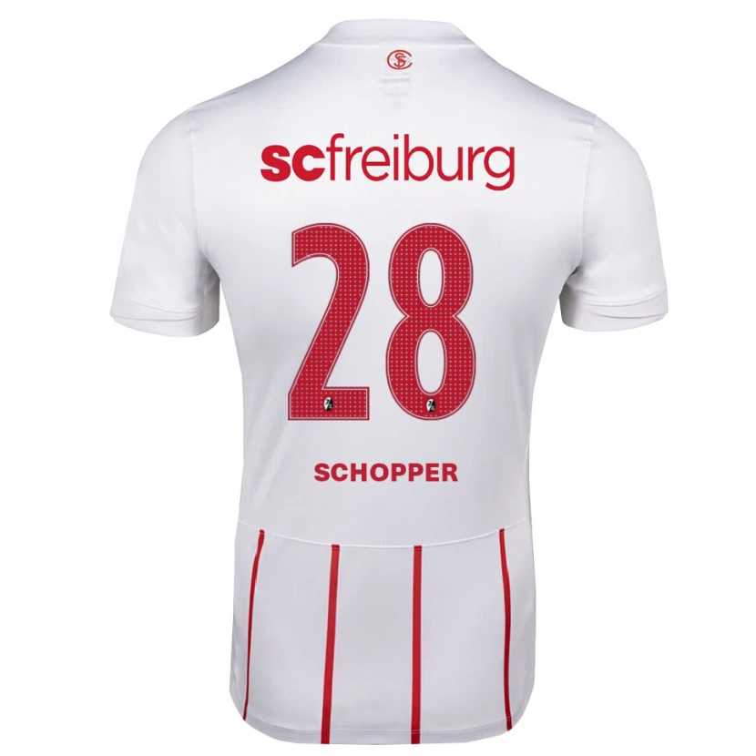 Danxen Barn David Schopper #28 Vit Röd Gul Bortatröja Matchtröjor 2026/27 Tröjor T-Tröja