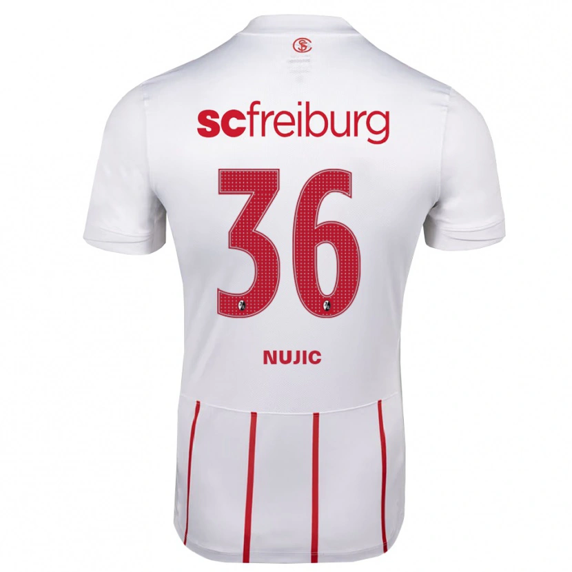 Danxen Barn Luka Nujic #36 Vit Röd Gul Bortatröja Matchtröjor 2026/27 Tröjor T-Tröja