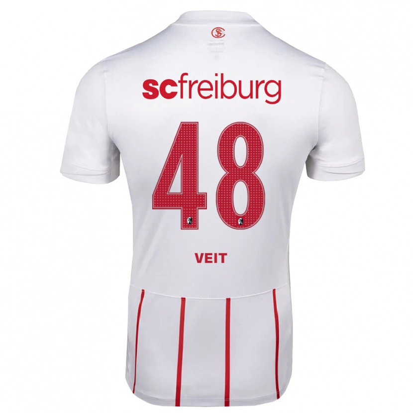 Danxen Barn Jannik Veit #48 Vit Röd Gul Bortatröja Matchtröjor 2026/27 Tröjor T-Tröja