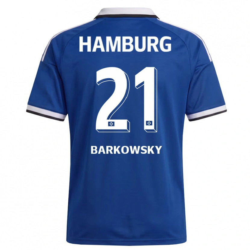 Danxen Barn Finn Barkowsky #21 Vit Blå Bortatröja Matchtröjor 2026/27 Tröjor T-Tröja