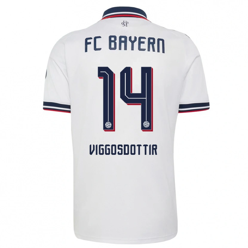 Danxen Barn Glodis Perla Viggosdottir #14 Vit Grå Röd Bortatröja Matchtröjor 2026/27 Tröjor T-Tröja