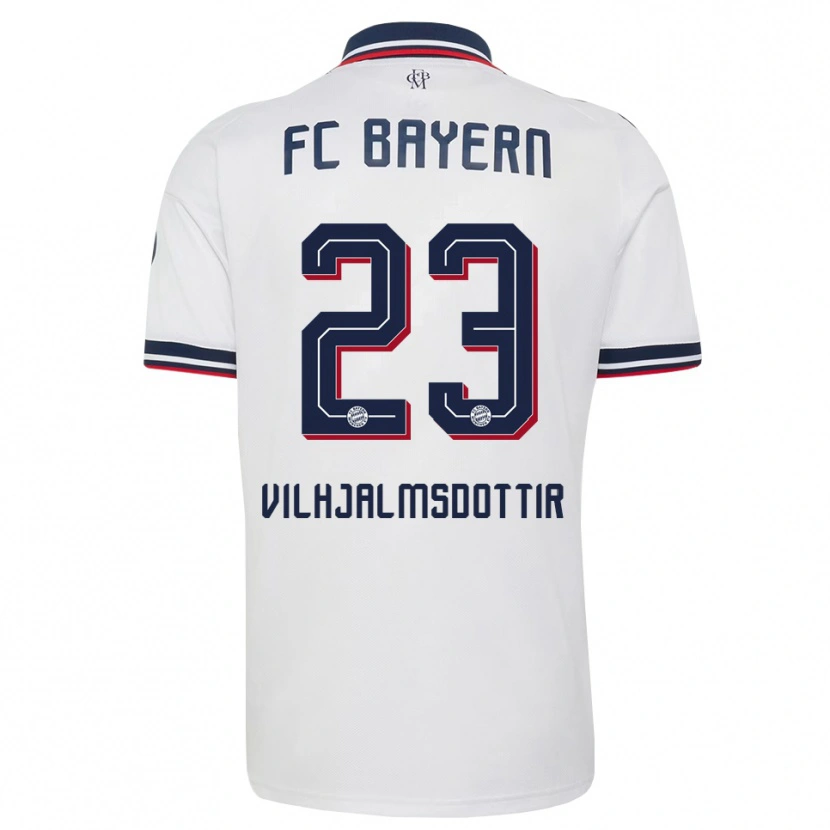 Danxen Barn Karolina Lea Vilhjalmsdottir #23 Vit Grå Röd Bortatröja Matchtröjor 2026/27 Tröjor T-Tröja