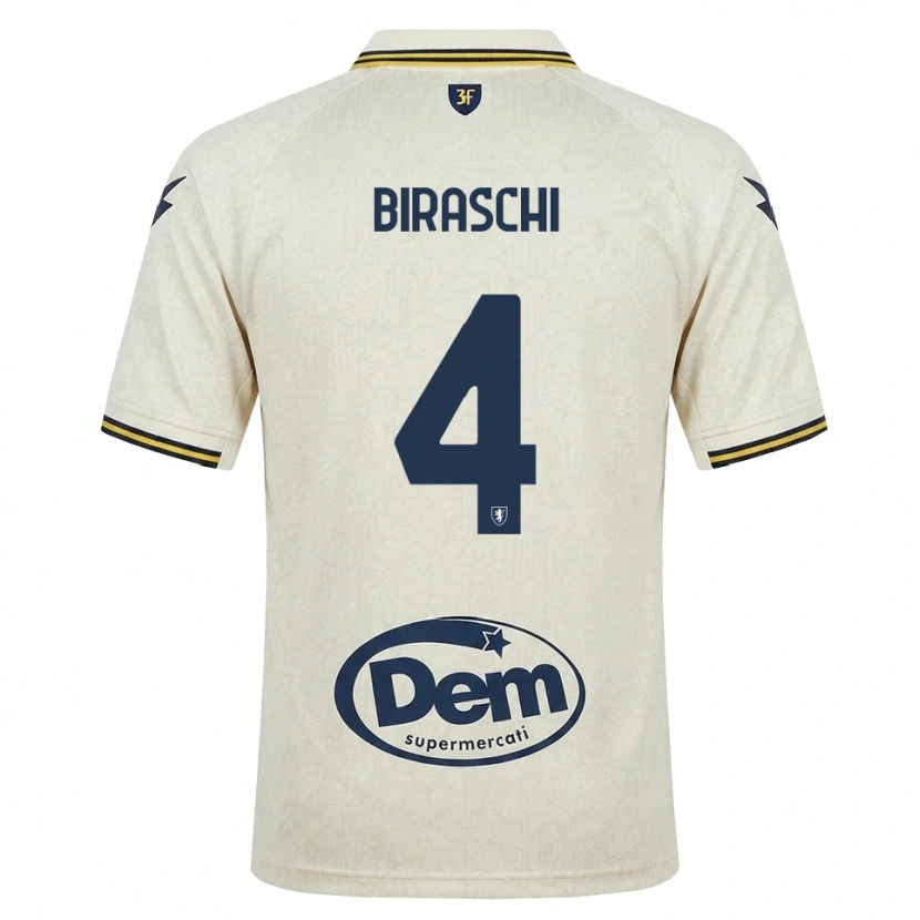 Danxen Barn Davide Biraschi #4 Oldlace Gul Svart Bortatröja Matchtröjor 2026/27 Tröjor T-Tröja