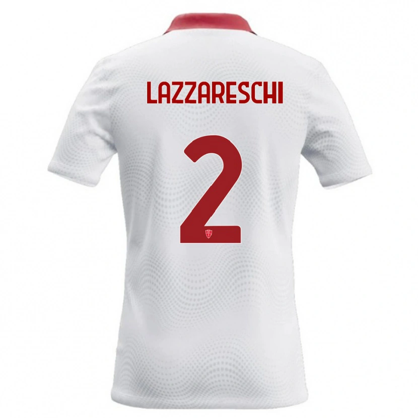 Danxen Barn Andrea Lazzareschi #2 Vit Röd Bortatröja Matchtröjor 2026/27 Tröjor T-Tröja