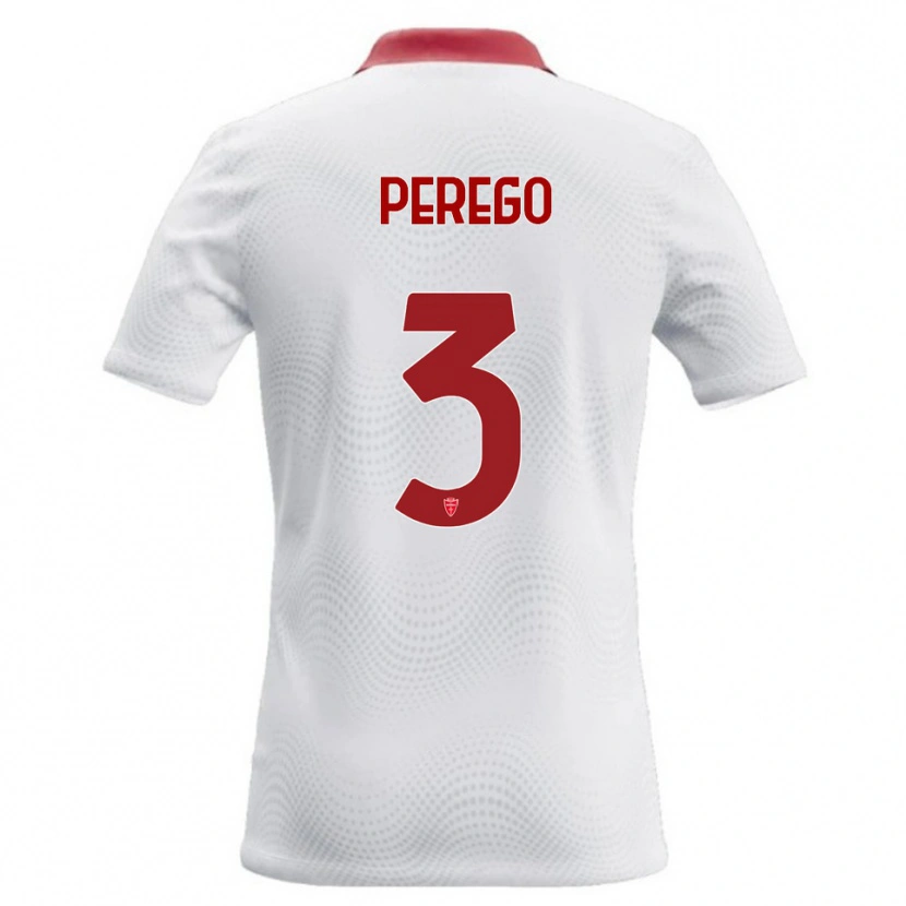 Danxen Barn Gregorio Perego #3 Vit Röd Bortatröja Matchtröjor 2026/27 Tröjor T-Tröja
