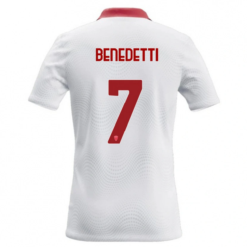 Danxen Barn Elia Benedetti #7 Vit Röd Bortatröja Matchtröjor 2026/27 Tröjor T-Tröja