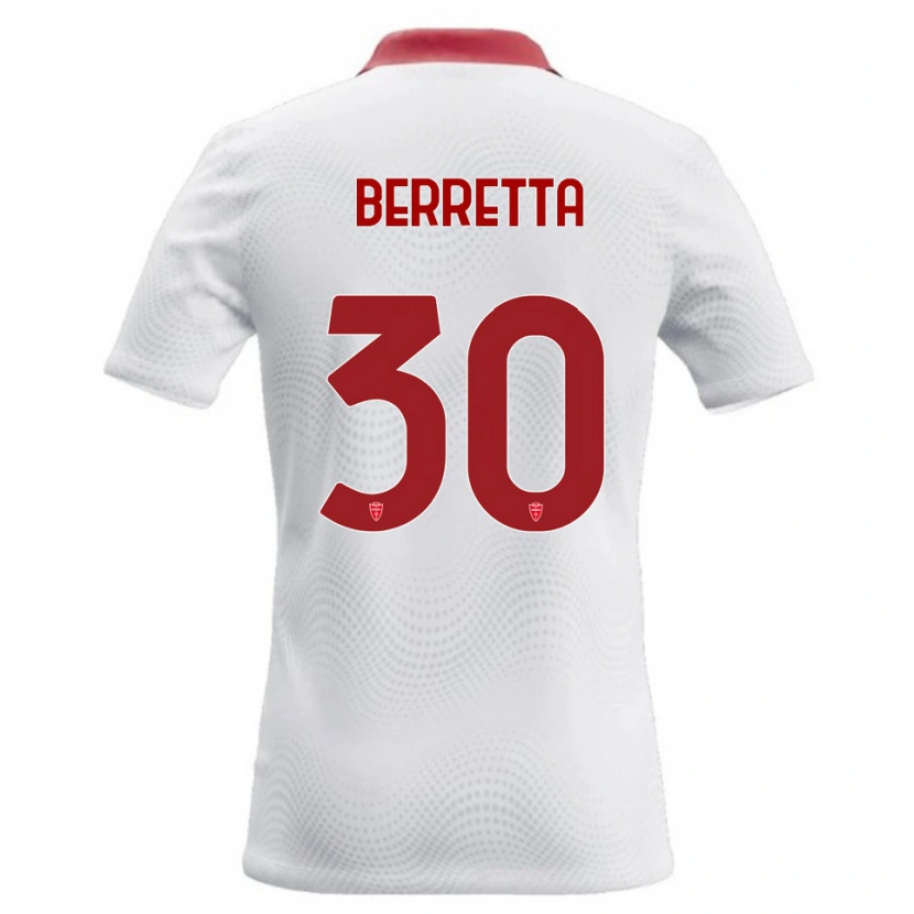 Danxen Barn Alessandro Berretta #30 Vit Röd Bortatröja Matchtröjor 2026/27 Tröjor T-Tröja
