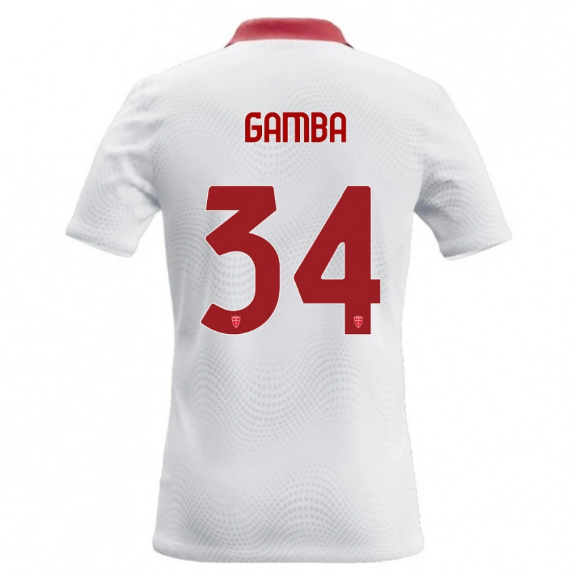 Danxen Barn Alberto Gamba #34 Vit Röd Bortatröja Matchtröjor 2026/27 Tröjor T-Tröja
