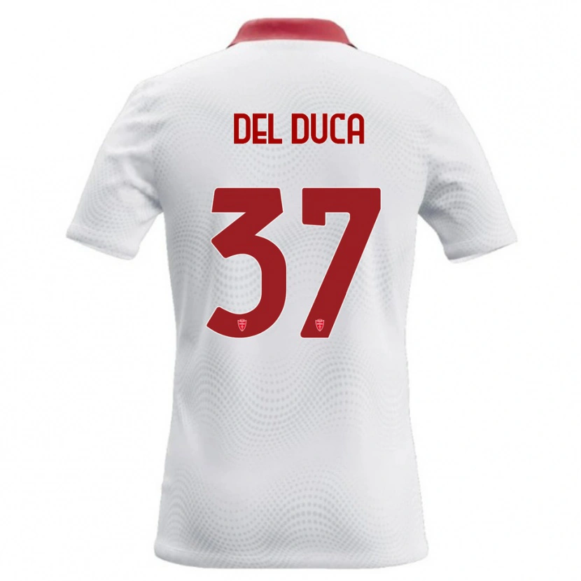 Danxen Barn Jacopo Del Duca #37 Vit Röd Bortatröja Matchtröjor 2026/27 Tröjor T-Tröja