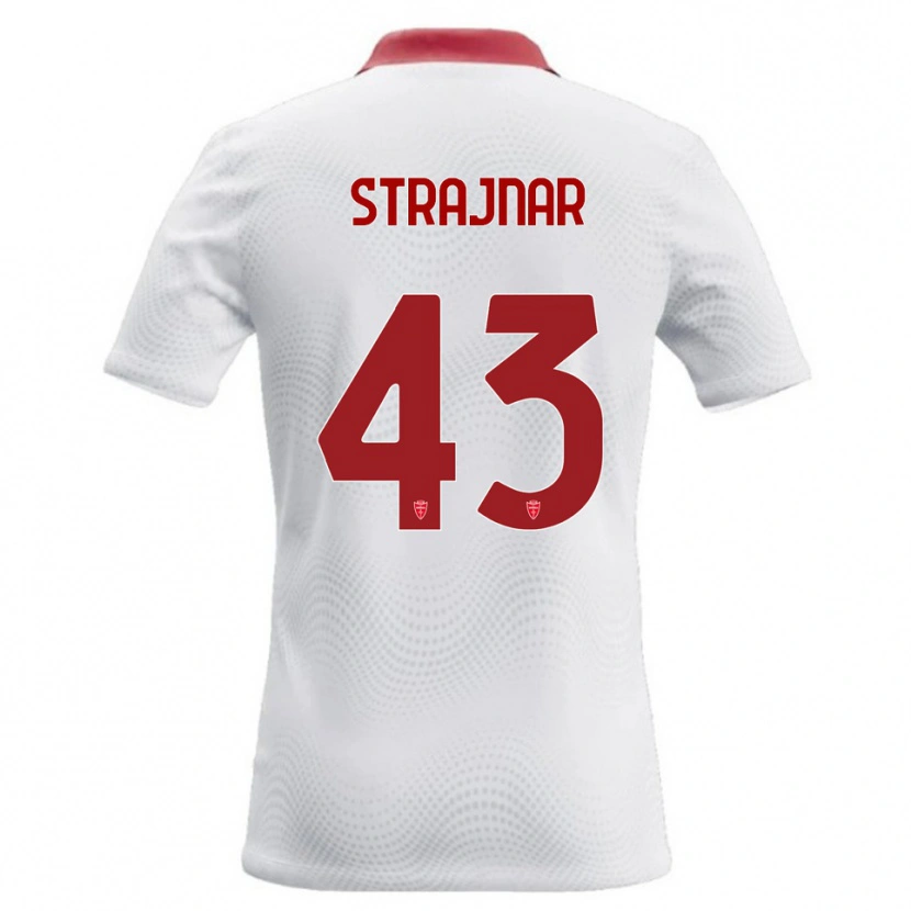 Danxen Barn Aljaz Strajnar #43 Vit Röd Bortatröja Matchtröjor 2026/27 Tröjor T-Tröja