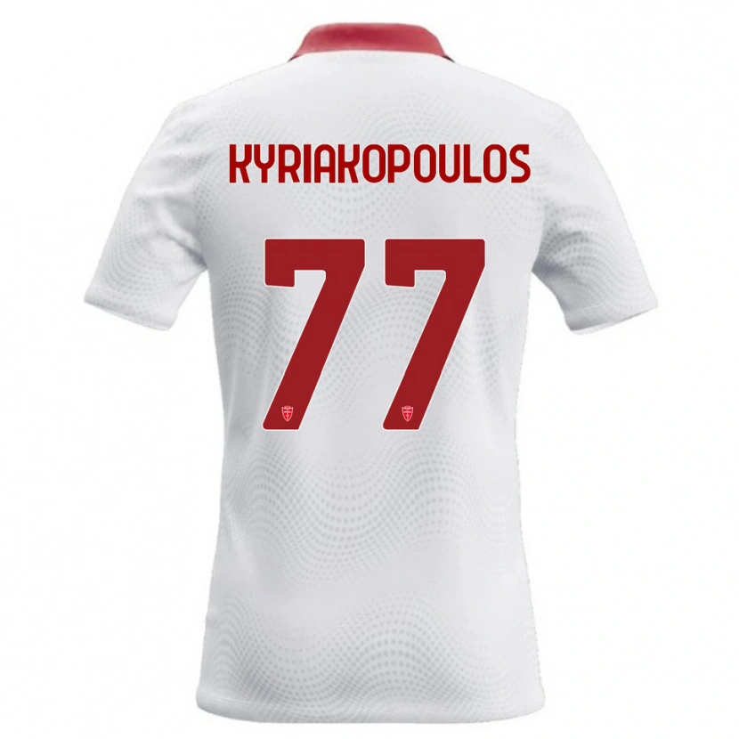 Danxen Barn Georgios Kyriakopoulos #77 Vit Röd Bortatröja Matchtröjor 2026/27 Tröjor T-Tröja