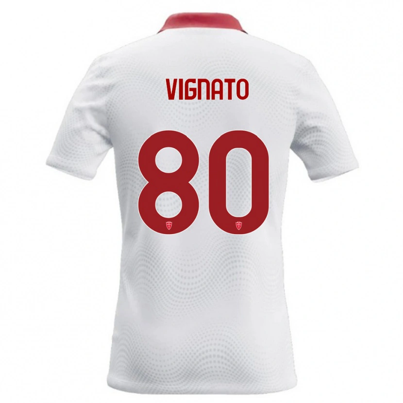 Danxen Barn Samuele Vignato #80 Vit Röd Bortatröja Matchtröjor 2026/27 Tröjor T-Tröja