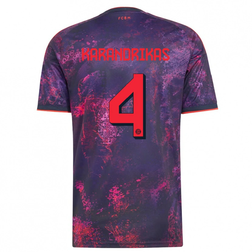 Danxen Barn Konstantinos Karandrikas #4 Lila Röd Tredjesatsen Matchtröjor 2026/27 Tröjor T-Tröja