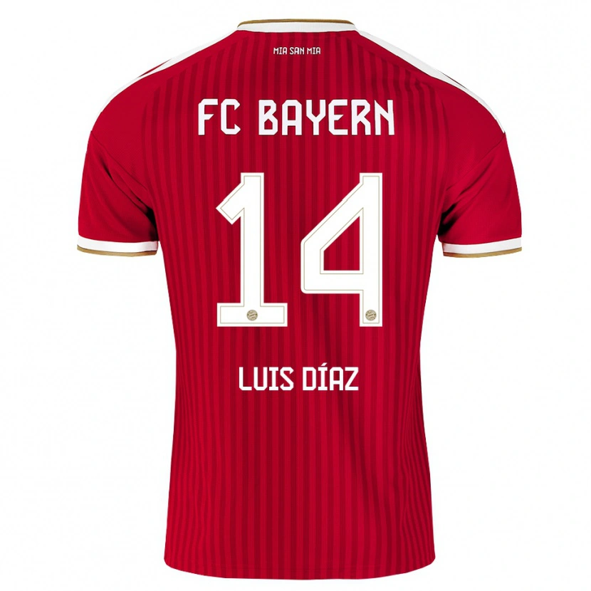 Danxen Män Luis Díaz #14 Röd Vit Blå Hemmatröja Matchtröjor 2026/27 Tröjor T-Tröja