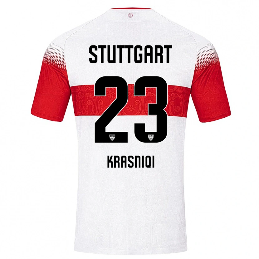 Danxen Män Elton Krasniqi #23 Vit Röd Gul Hemmatröja Matchtröjor 2026/27 Tröjor T-Tröja