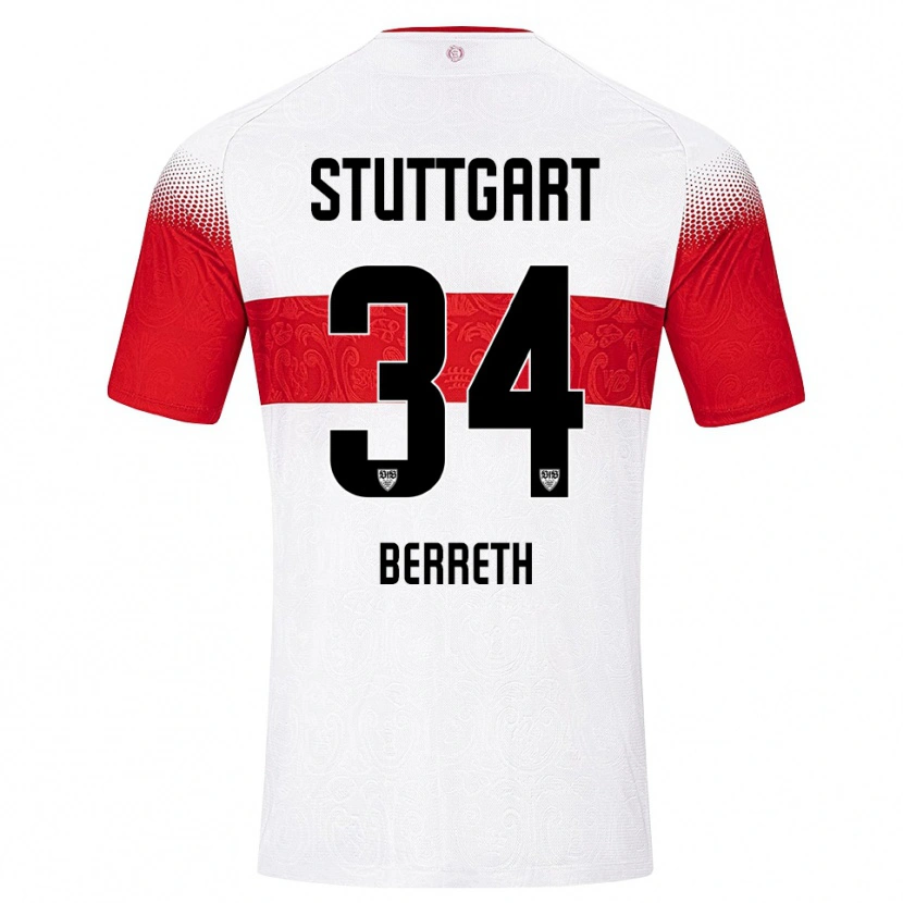 Danxen Män Luca Berreth #34 Vit Röd Gul Hemmatröja Matchtröjor 2026/27 Tröjor T-Tröja