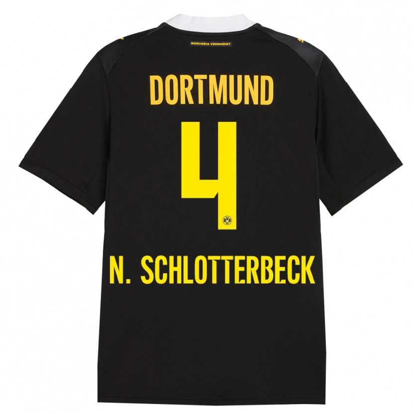 Danxen Män Nico Schlotterbeck #4 Svart Röd Gul Bortatröja Matchtröjor 2026/27 Tröjor T-Tröja