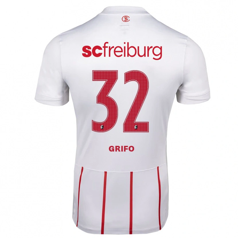 Danxen Män Vincenzo Grifo #32 Vit Röd Gul Bortatröja Matchtröjor 2026/27 Tröjor T-Tröja