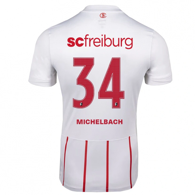 Danxen Män Kilian Michelbach #34 Vit Röd Gul Bortatröja Matchtröjor 2026/27 Tröjor T-Tröja