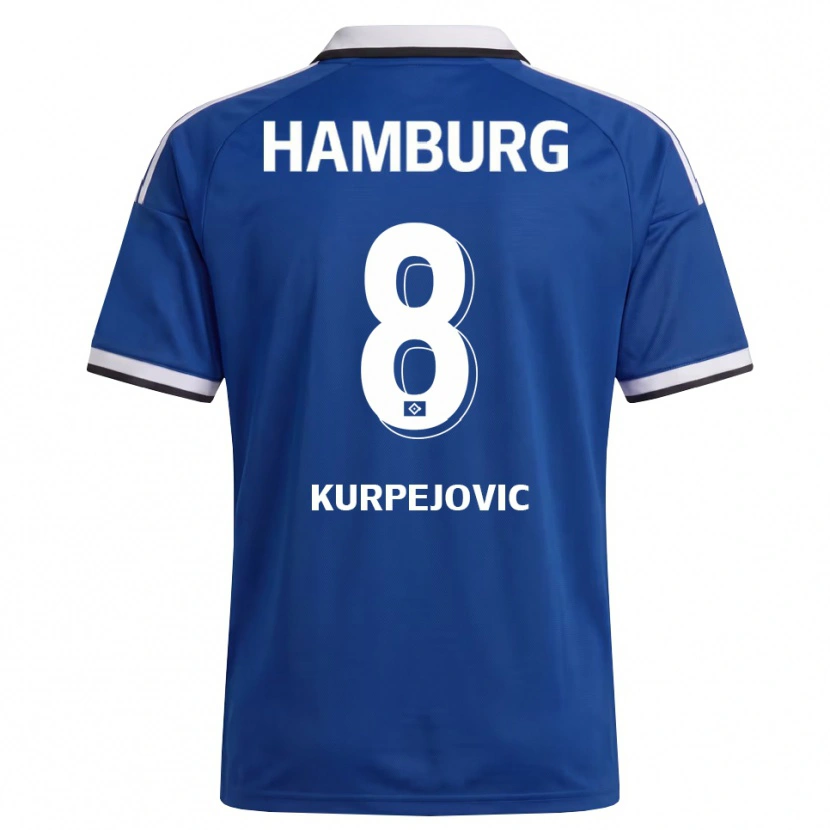 Danxen Män Emin Kurpejovic #8 Vit Blå Bortatröja Matchtröjor 2026/27 Tröjor T-Tröja
