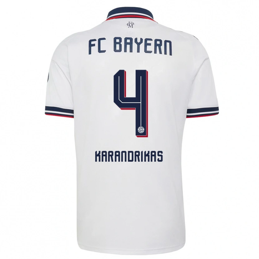 Danxen Män Konstantinos Karandrikas #4 Vit Grå Röd Bortatröja Matchtröjor 2026/27 Tröjor T-Tröja