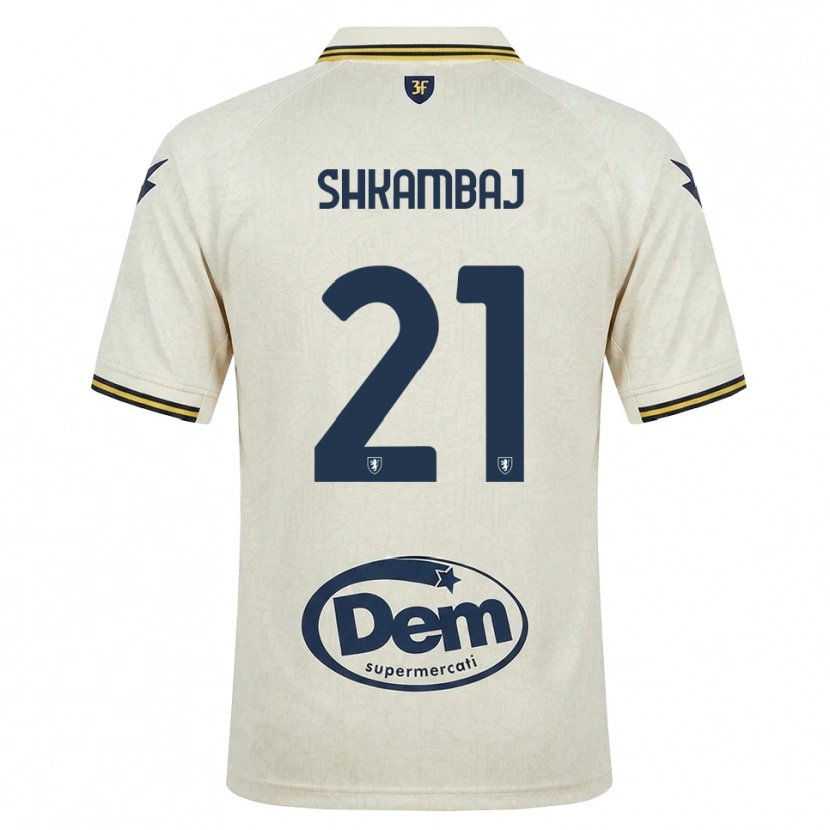 Danxen Män Ardit Shkambaj #21 Oldlace Gul Svart Bortatröja Matchtröjor 2026/27 Tröjor T-Tröja