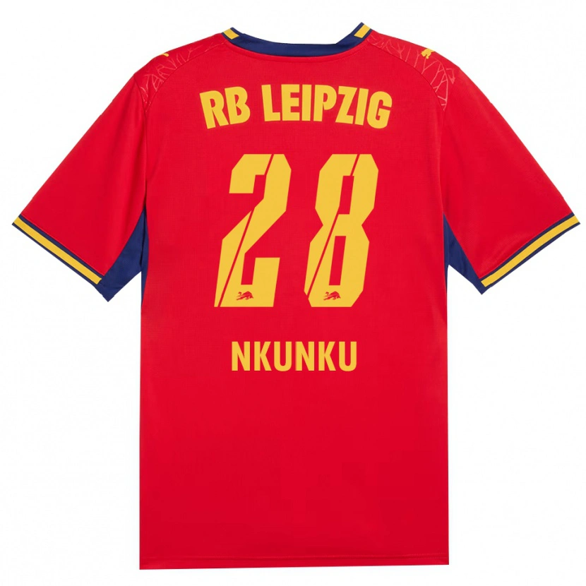 Danxen Kvinnor Christopher Nkunku #28 Röd Gul Kunglig Blå Bortatröja Matchtröjor 2026/27 Tröjor T-Tröja