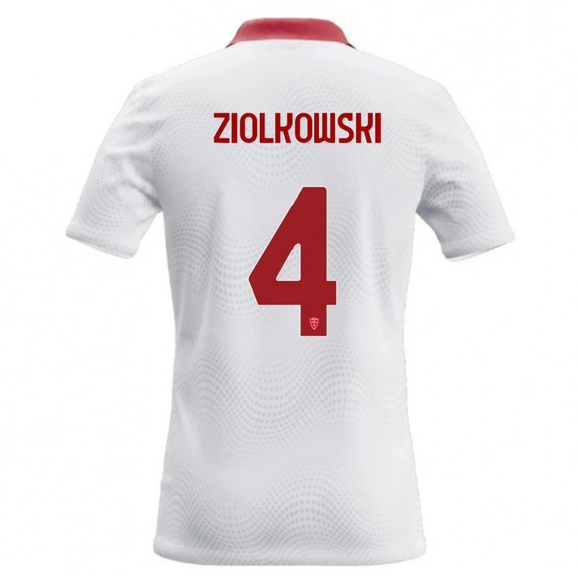 Danxen Kvinnor Jan Ziolkowski #4 Vit Röd Bortatröja Matchtröjor 2026/27 Tröjor T-Tröja