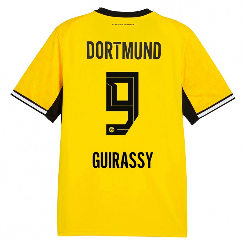 Danxen Kvinnor Serhou Guirassy #9 Gul Svart Vit Hemmatröja Matchtröjor 2026/27 Tröjor T-Tröja