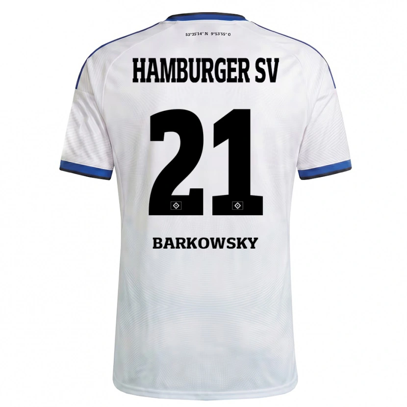 Danxen Kvinnor Finn Barkowsky #21 Vit Svart Blå Hemmatröja Matchtröjor 2026/27 Tröjor T-Tröja