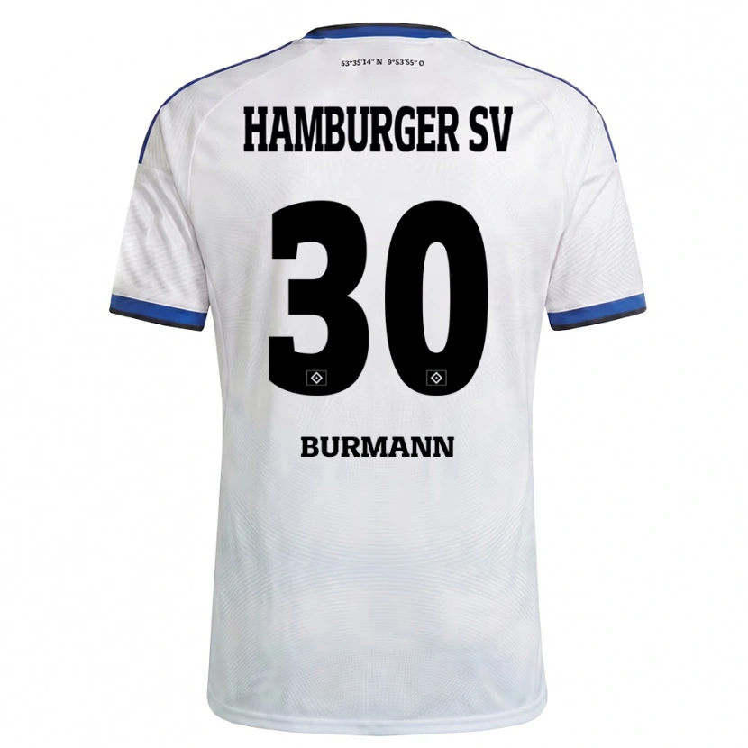 Danxen Kvinnor Tarah Burmann #30 Vit Svart Blå Hemmatröja Matchtröjor 2026/27 Tröjor T-Tröja