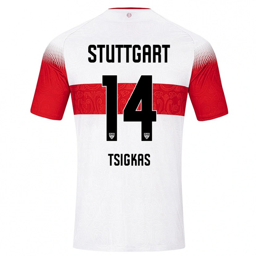 Danxen Kvinnor Mattheos Tsigkas #14 Vit Röd Gul Hemmatröja Matchtröjor 2026/27 Tröjor T-Tröja