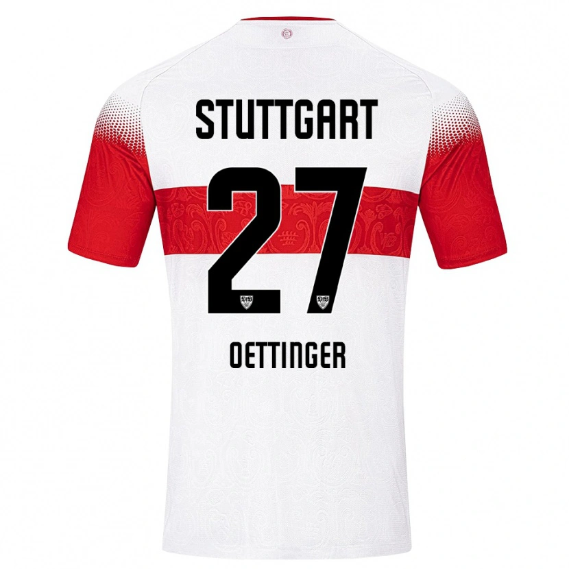 Danxen Kvinnor Jannik Oettinger #27 Vit Röd Gul Hemmatröja Matchtröjor 2026/27 Tröjor T-Tröja