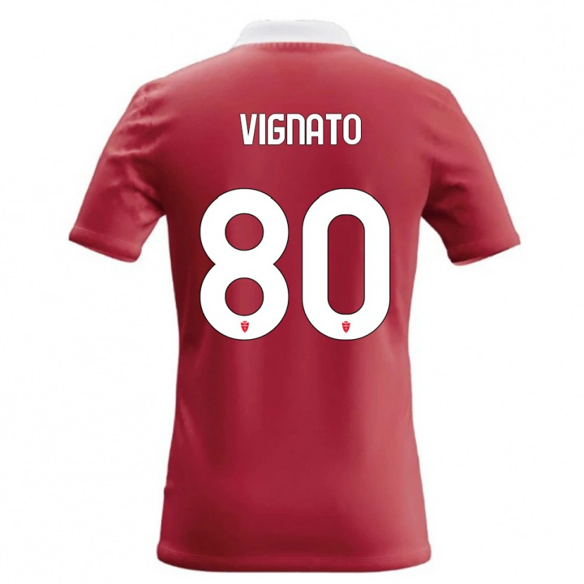 Danxen Kvinnor Samuele Vignato #80 Röd Vit Hemmatröja Matchtröjor 2026/27 Tröjor T-Tröja