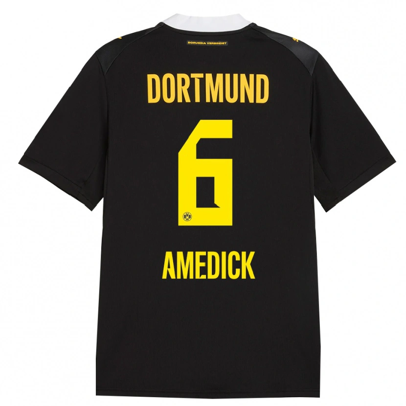 Danxen Kvinnor Maik Amedick #6 Svart Röd Gul Bortatröja Matchtröjor 2026/27 Tröjor T-Tröja
