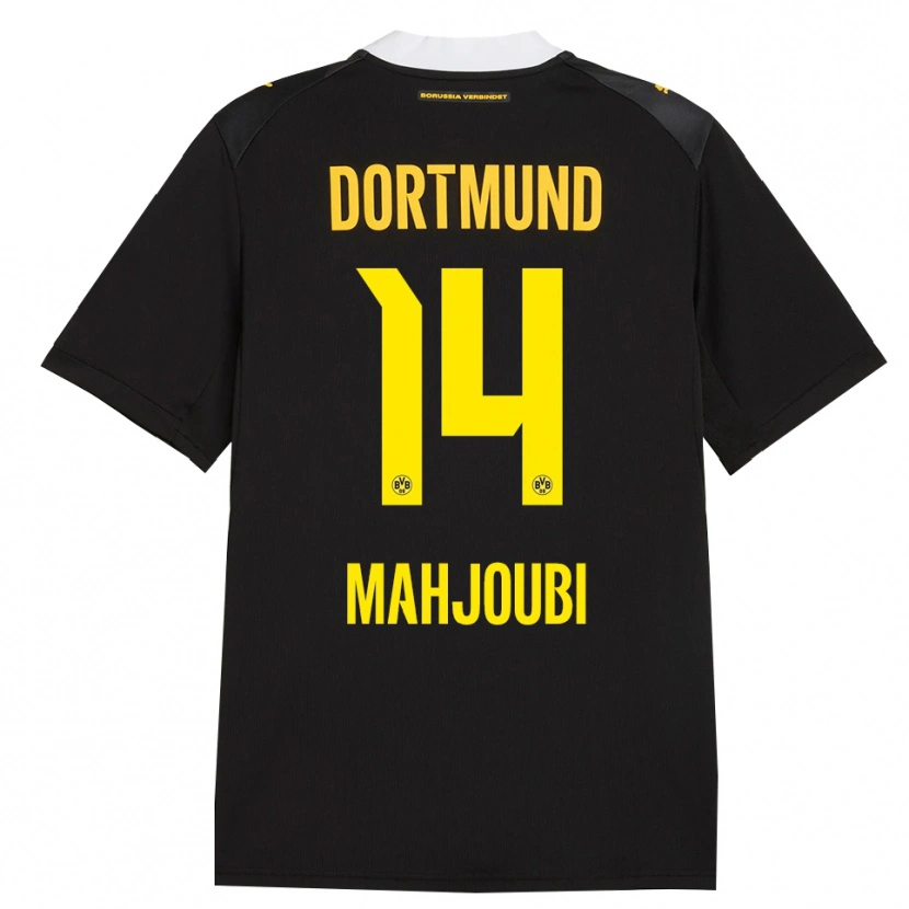Danxen Kvinnor Anas Mahjoubi #14 Svart Röd Gul Bortatröja Matchtröjor 2026/27 Tröjor T-Tröja