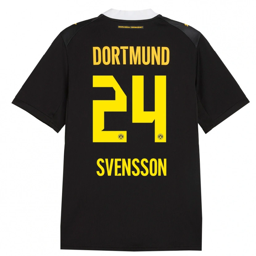 Danxen Kvinnor Daniel Svensson #24 Svart Röd Gul Bortatröja Matchtröjor 2026/27 Tröjor T-Tröja