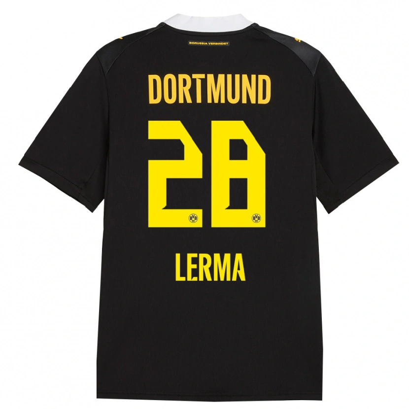 Danxen Kvinnor Justin Lerma #28 Svart Röd Gul Bortatröja Matchtröjor 2026/27 Tröjor T-Tröja