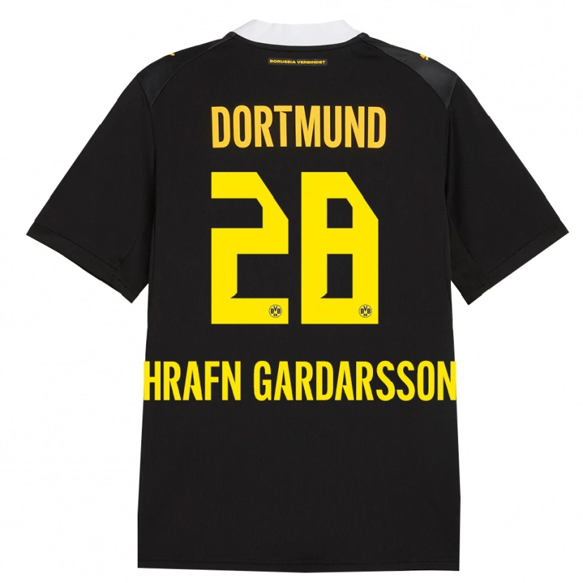 Danxen Kvinnor Bjarki Hrafn Gardarsson #28 Svart Röd Gul Bortatröja Matchtröjor 2026/27 Tröjor T-Tröja