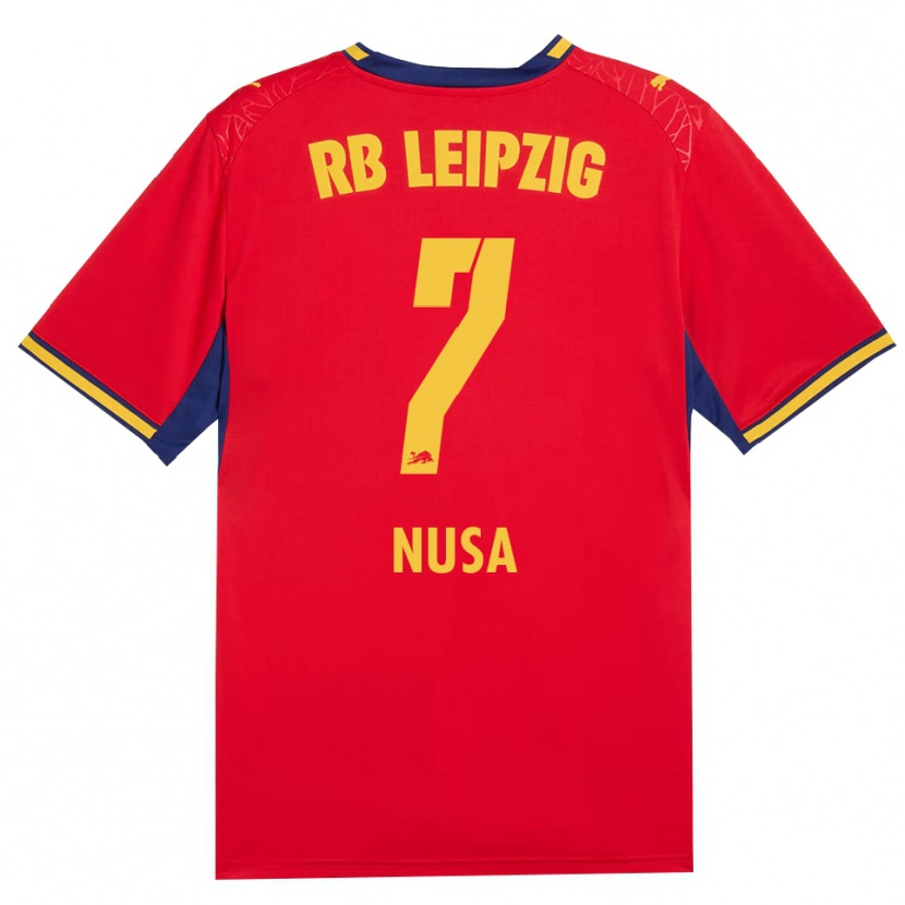 Danxen Kvinnor Antonio Nusa #7 Röd Gul Kunglig Blå Bortatröja Matchtröjor 2026/27 Tröjor T-Tröja